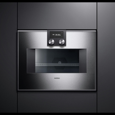 Gaggenau BM450110, Serie 400, Mikrowellen-Backofen, 60 x 45 cm, T&uuml;ranschlag: rechts, Edelstahl-hinterlegte Vollglast&uuml;r
