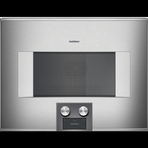 Gaggenau BM454110, Serie 400, Mikrowellen-Backofen, 60 x 45 cm, T&uuml;ranschlag: Rechts, Edelstahl-hinterlegte Vollglast&uuml;r