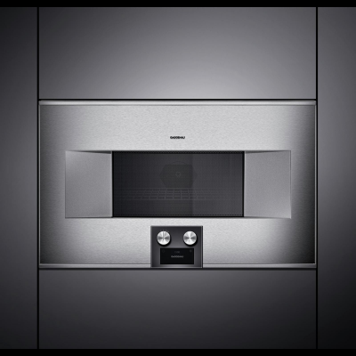 Gaggenau BM484110, Serie 400, Mikrowellen-Backofen, 76 x 45 cm, T&uuml;ranschlag: Rechts, Edelstahl-hinterlegte Vollglast&uuml;r