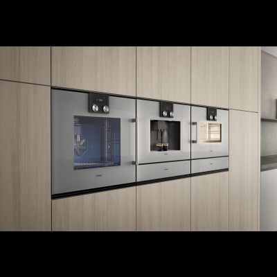 Gaggenau bsp260111, series 200, built-in compact steam oven, 60 x 45 cm, door hinge: right, metallic